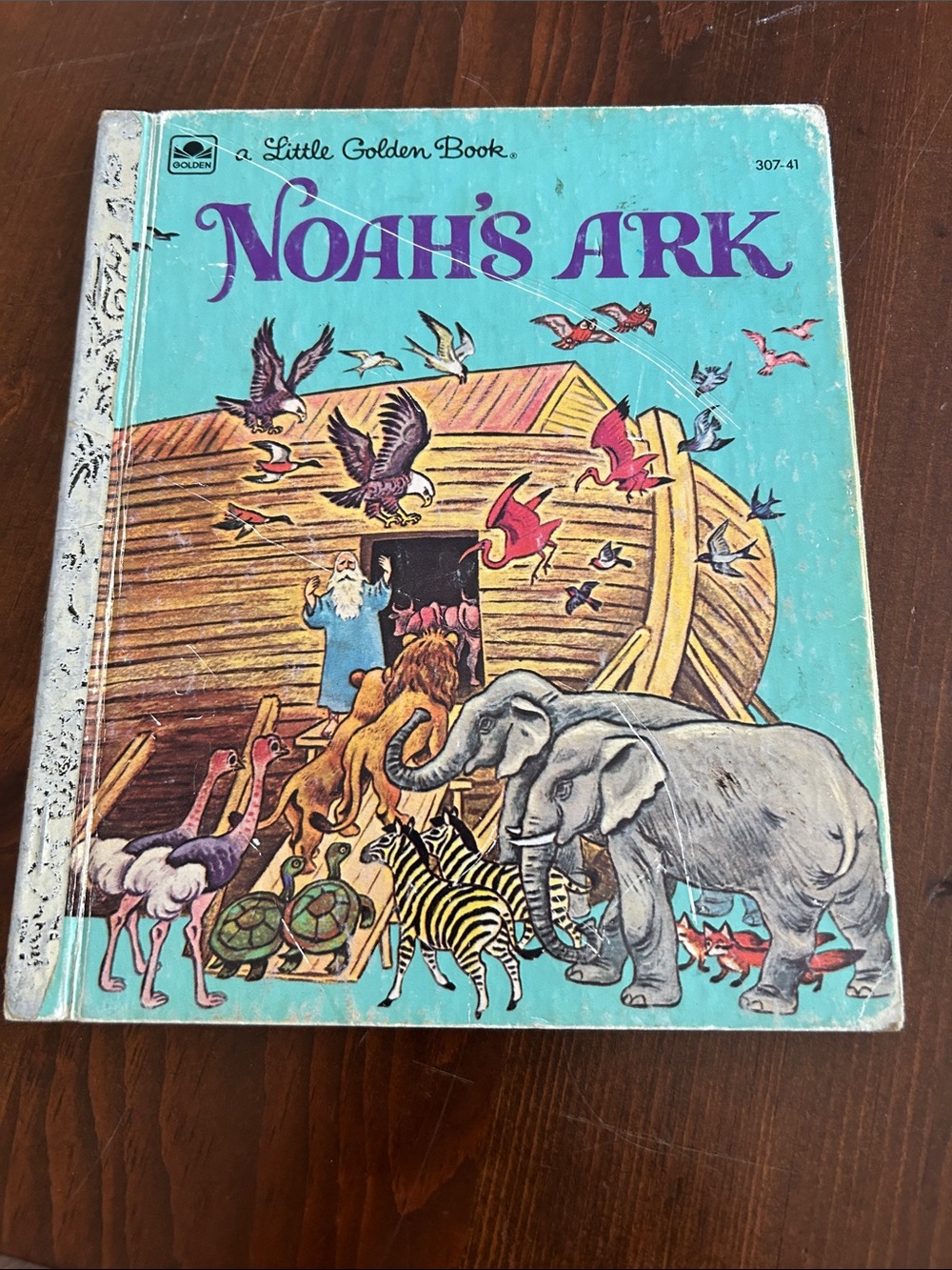 Noah's Ark Teal Cover Home Art Print - Little Golden Book